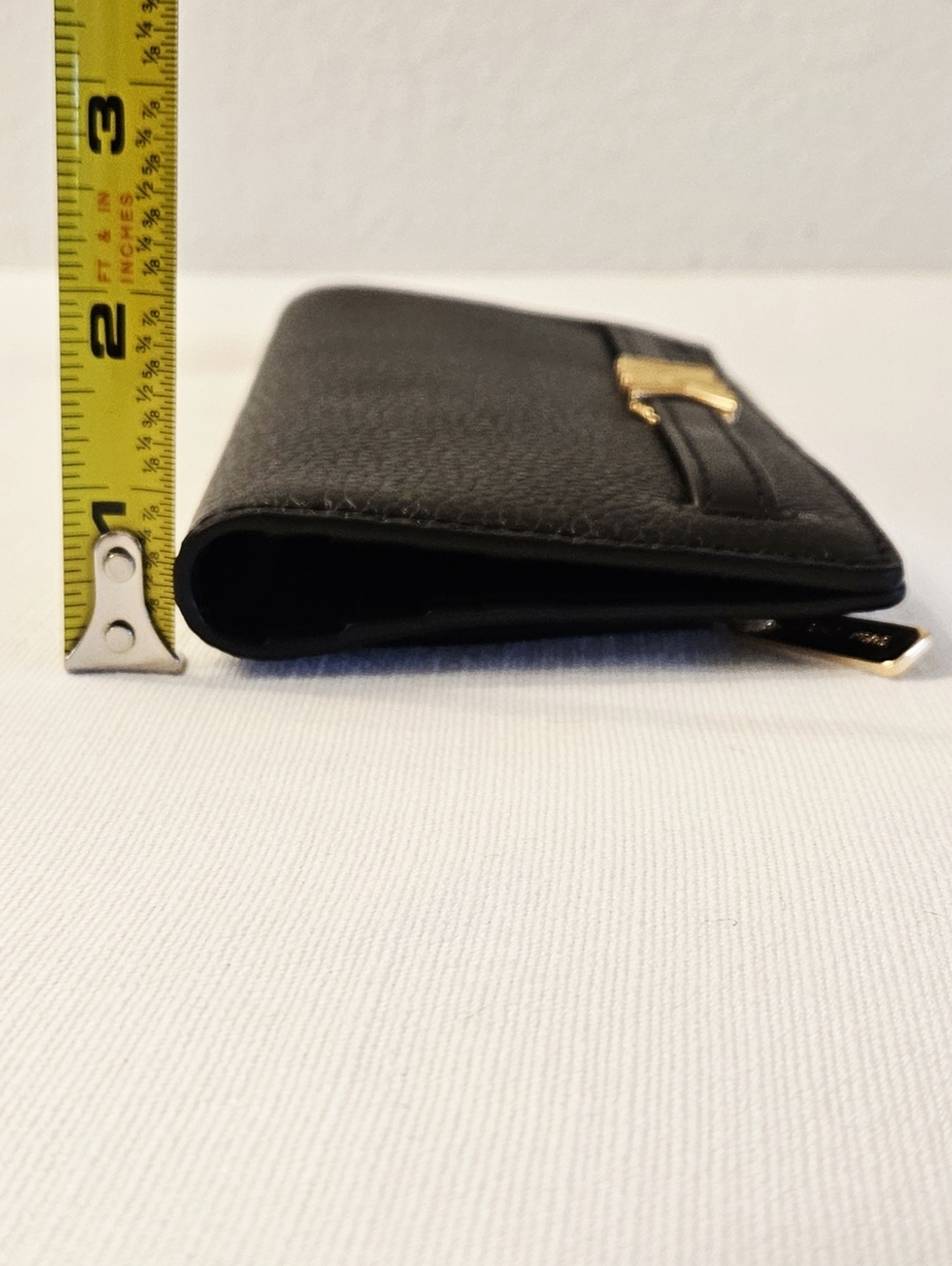 Michael Kors Black Leather Wallet with Gold MK Emblem - Picture 7 of 7